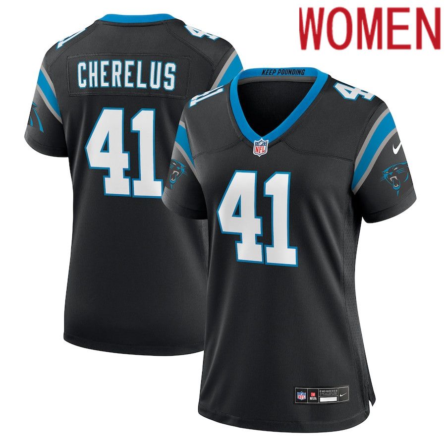 Women Carolina Panthers 41 Claudin Cherelus Nike Black Team Game NFL Jersey